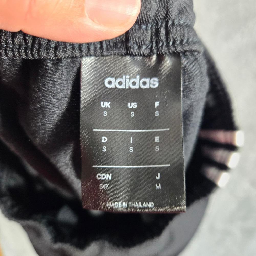 Adidas Mens Black White 3 Stripe Track Pants Athletic Joggers Size S - Picture 6 of 7